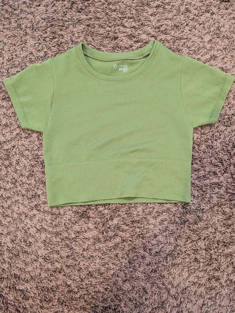 aerie Green Cropped Short Sleeve Top